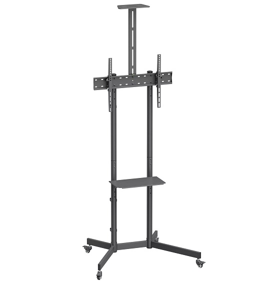 מתקן מעמד סטנד נייד לטלוויזיה עם גלגלים מדף ומקום למצלמה או ממיר למסכים עד 32-80 אינצ' גולד טאץ Gold Touch AR-ST70 TV Cart 1337-1445mm VESA 600X400